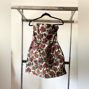 TOPSHOP Bright Floral Strapless Mini Dress 6